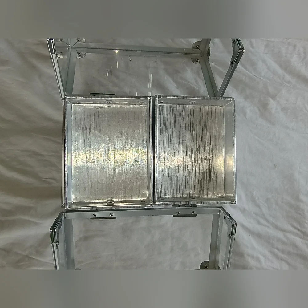 Vintage 90s Caboodles Silver Metallic & Acrylic Cosmetics/Crafts Organizer